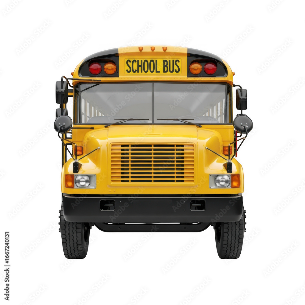 Fototapeta premium Yellow school bus isolated on transparent background