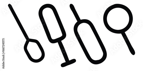 Black and white paper clips on a white background