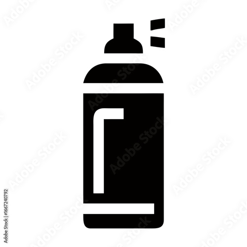 Black spray fixative can icon on transparent background