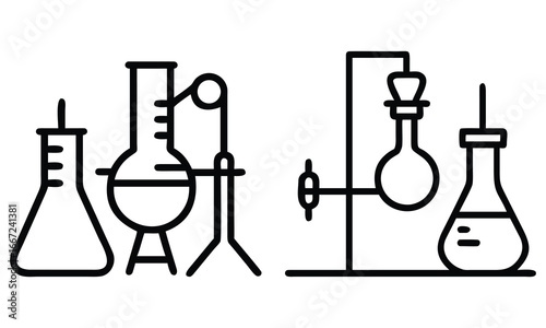 Set of laboratory equipment and glassware vector illustration
