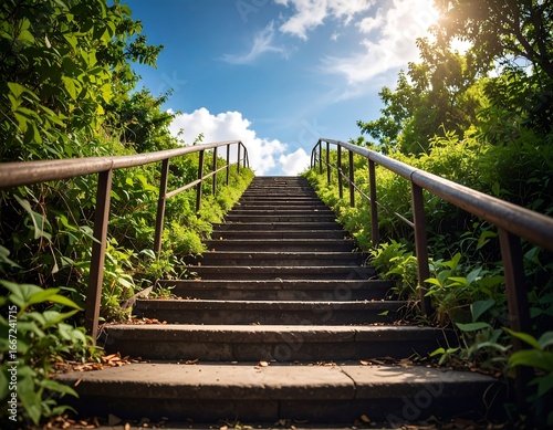 Outdoor wooden stairs leading upward