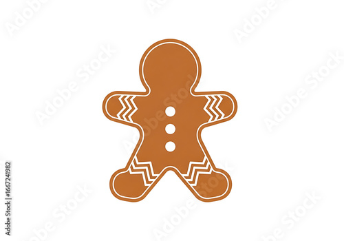 A simple gingerbread man icon, warmly colored and outlined in white, sits on a stark black backdrop.