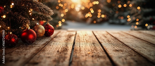 Christmas Decorations With Ornaments and Soft Lights During the Festive Seaso...