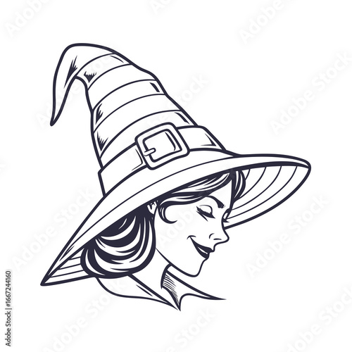 Oversized witch hat design with unique folds creating a blinking eye effect