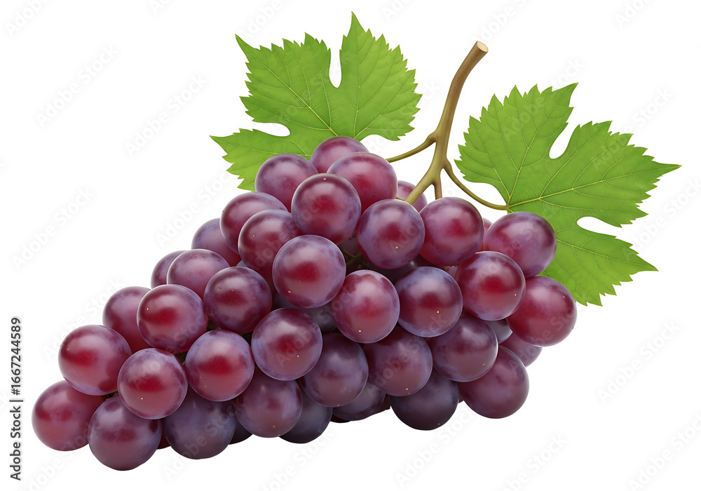 Fototapeta premium A cluster of plump, vibrant purple-red grapes, highlighted against a black background, displays fresh, healthy produce with luscious detail.