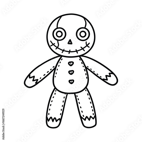 Mysterious voodoo doll illustration with mystical elements and symbolic details