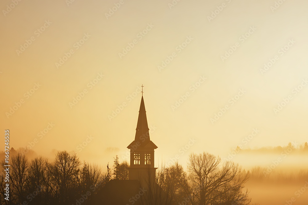 Obraz premium Church steeple at sunrise