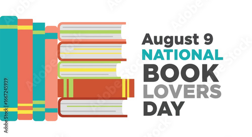 Vector art of national book lovers day on august 9 a vibrant stack of colorful books, celebrating the love for reading