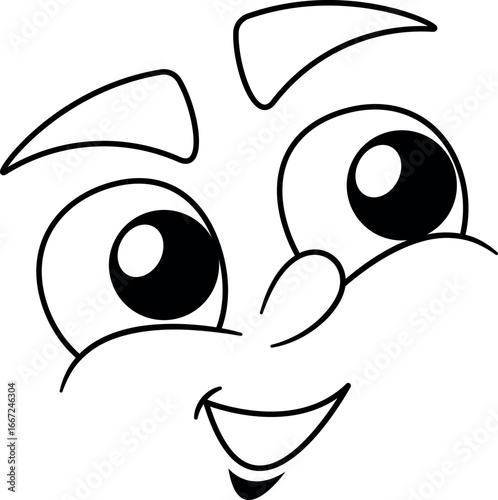 Excited satisfied face emoticon vector illustration