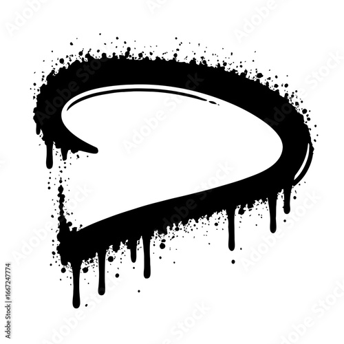 Urban street art style speech bubble with dripping spray paint and splatters.