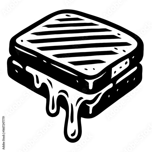 black and white grilled cheese sandwich clip art preview