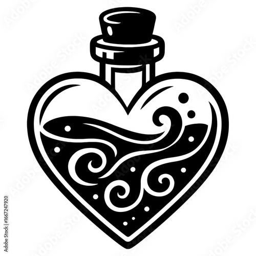 Enchanted Heart-Shaped Potion Bottle - A Symbol of Love, Magic, and Fantasy