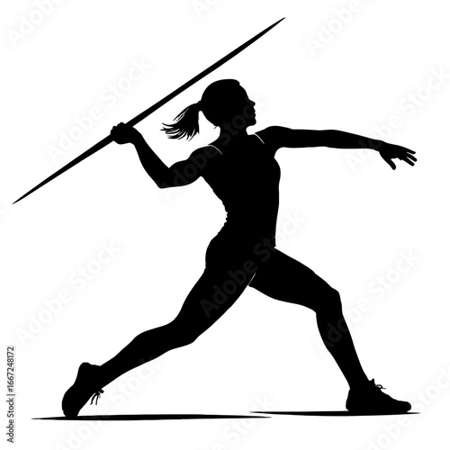 Silhouette of a Female Javelin Athlete in Action - Symbol of Strength and Dedication