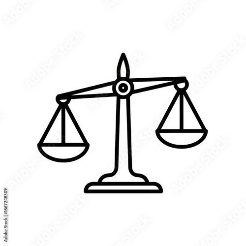 Vector icon of balanced scales representing justice  