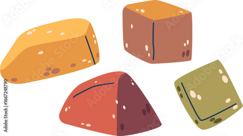 Sweet candied fruits pieces vector illustration