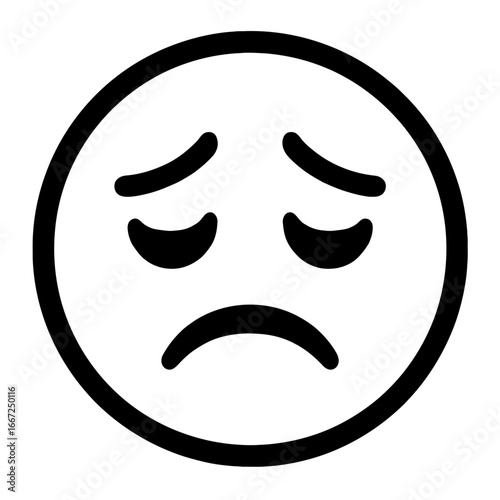 Monochrome Graphic of a Disappointed Face with Drooping Mouth and Eyes