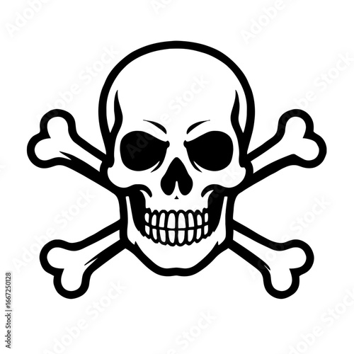 Classic Skull and Crossbones Symbol for Danger or Poison