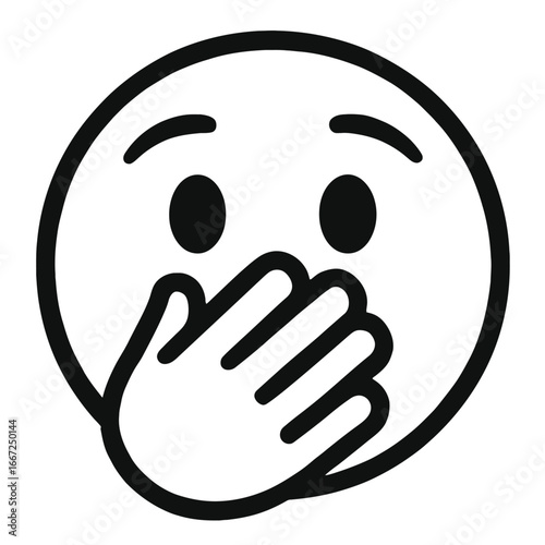 Vector Illustration of a Face Covering its Mouth in Surprise