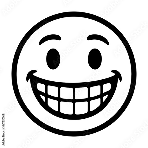 Vector of a Big Smiling Face Showing all its Teeth