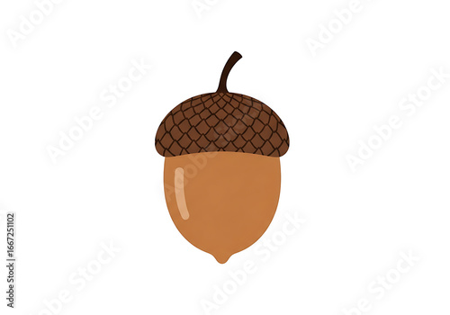 A simple, stylized illustration of an acorn against a plain black background.