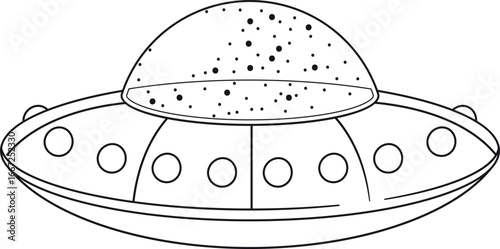 Black-and-white unknown saucer vector illustration