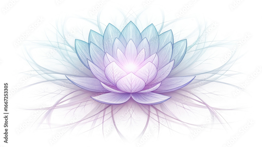Obraz premium Ethereal lotus flower of light with glowing petals emanating soft radiance