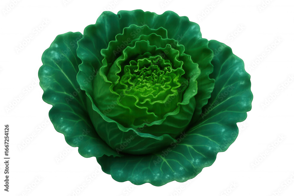 Obraz premium Fresh green cabbage isolated on transparent background, perfect for healthy food and vegan concepts