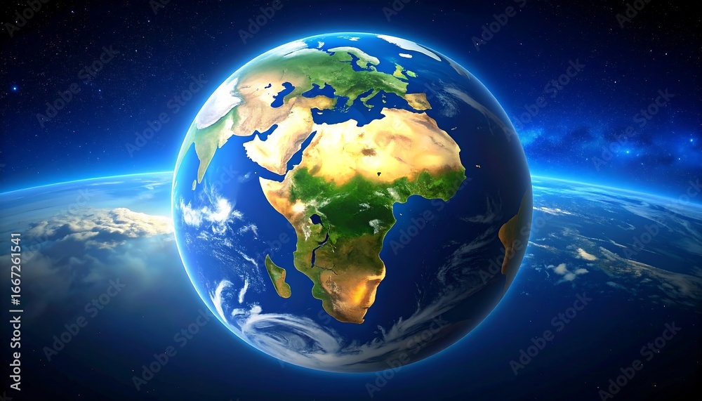 Fototapeta premium Earth with Space, Globe, and Sunrise.