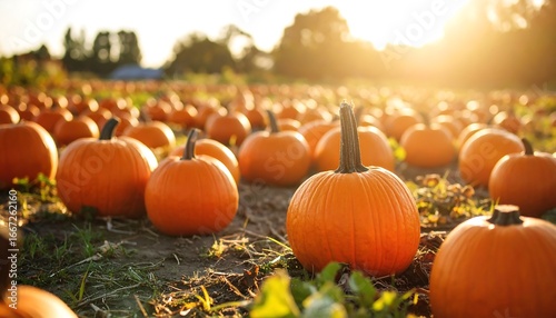 Autumn Pumpkin Patch Sunset Harvest.