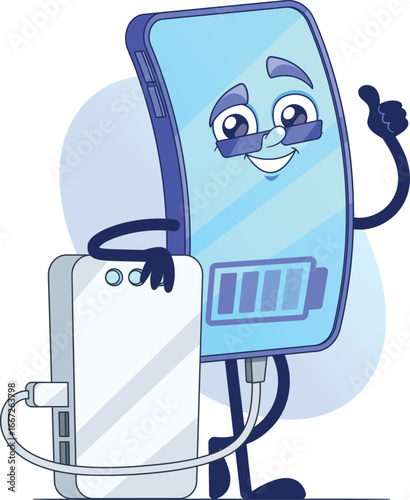 Smartphone character charging from powerbank