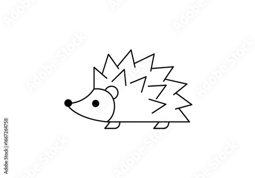 Simple black and white outline drawing of a hedgehog.