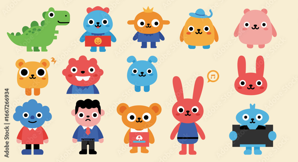 Fototapeta premium Vector Cartoon Collection Illustration of Random Characters and Objects
