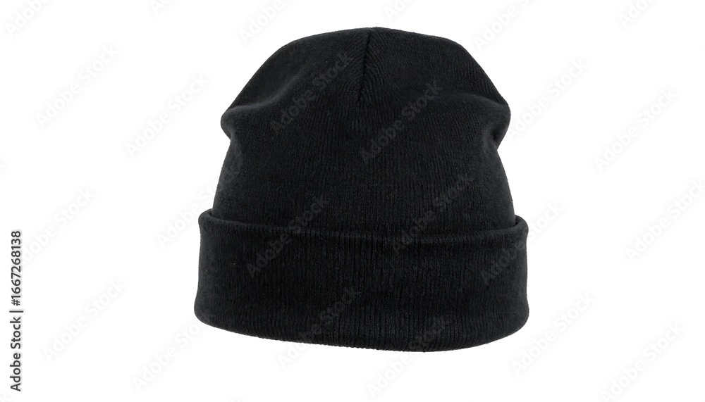 Fototapeta premium Black Knit Beanie Hat with Winter Apparel.