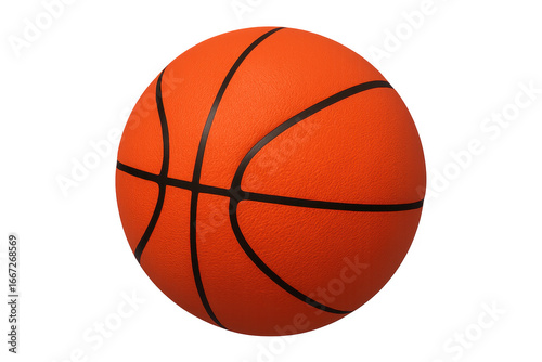 Realistic 3d basketball ball rotating on transparent background