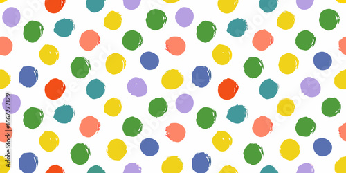 Colorful Polka Dot Pattern on White Background polka dots