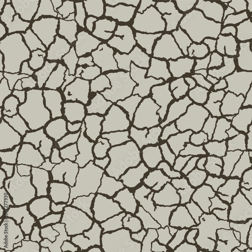 An Abstract Design of Cracked Dry Earth in the American Southwest in Khaki Clay Green and Dark Brown creating a seamless pattern print