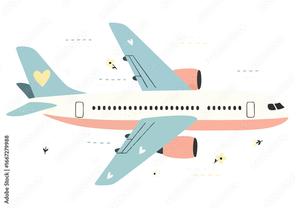 Fototapeta premium Black silhouette of a vintage airplane on a white background