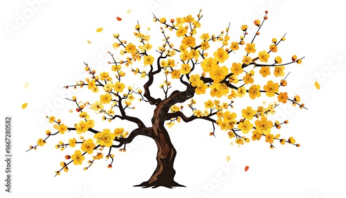 Blooming gold tree illustration