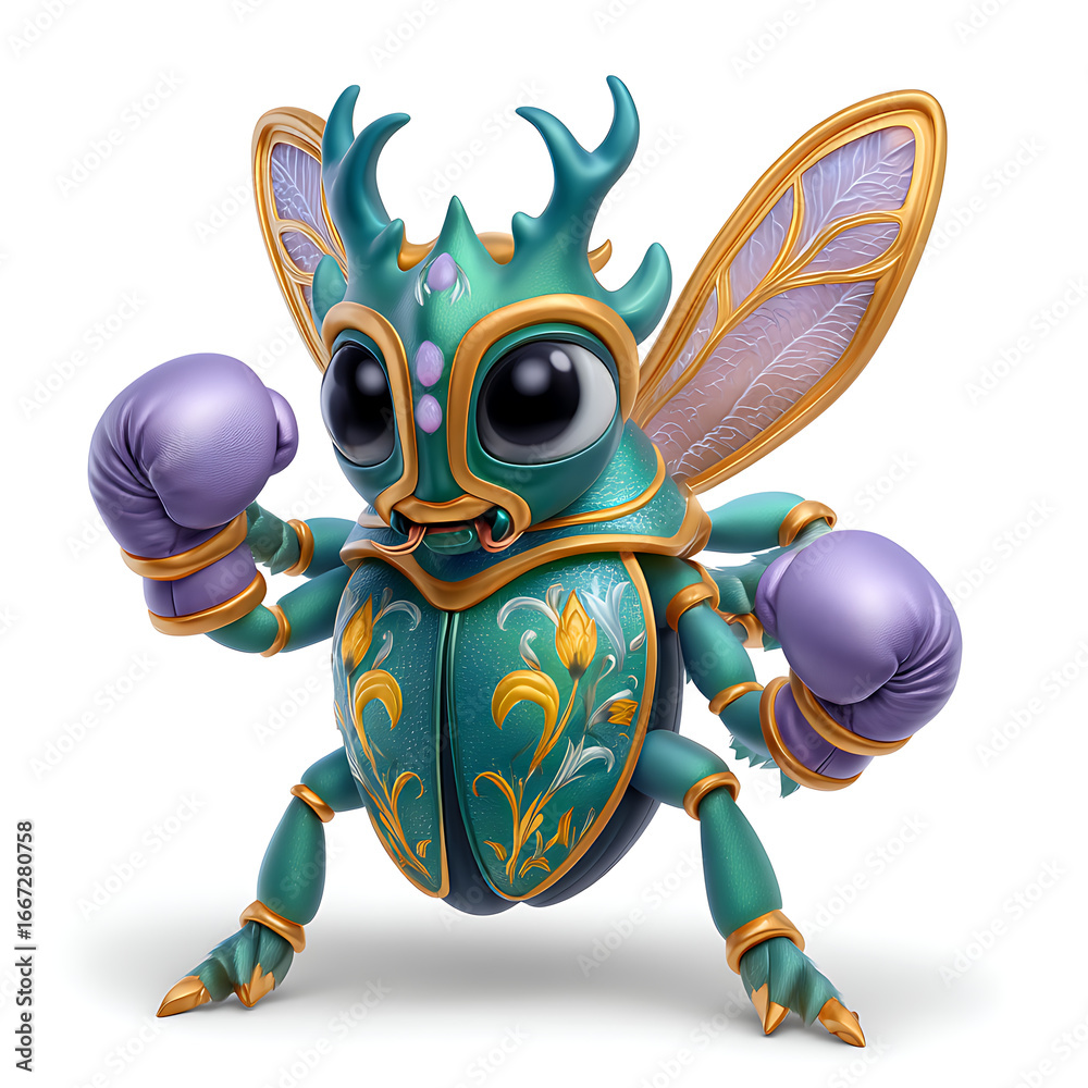 Fototapeta premium Cute Boxing Beetle Character