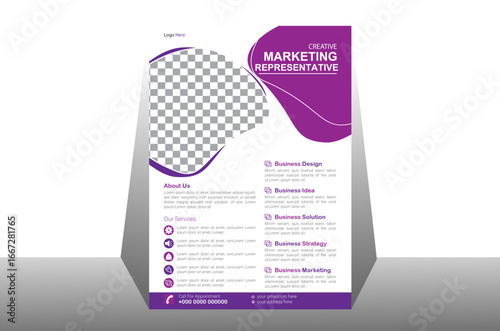 Creative vector flayer design template for company. Illustration minimal individual layout with gray stripes AIEPS and JPEG category. Simple and clean design.
