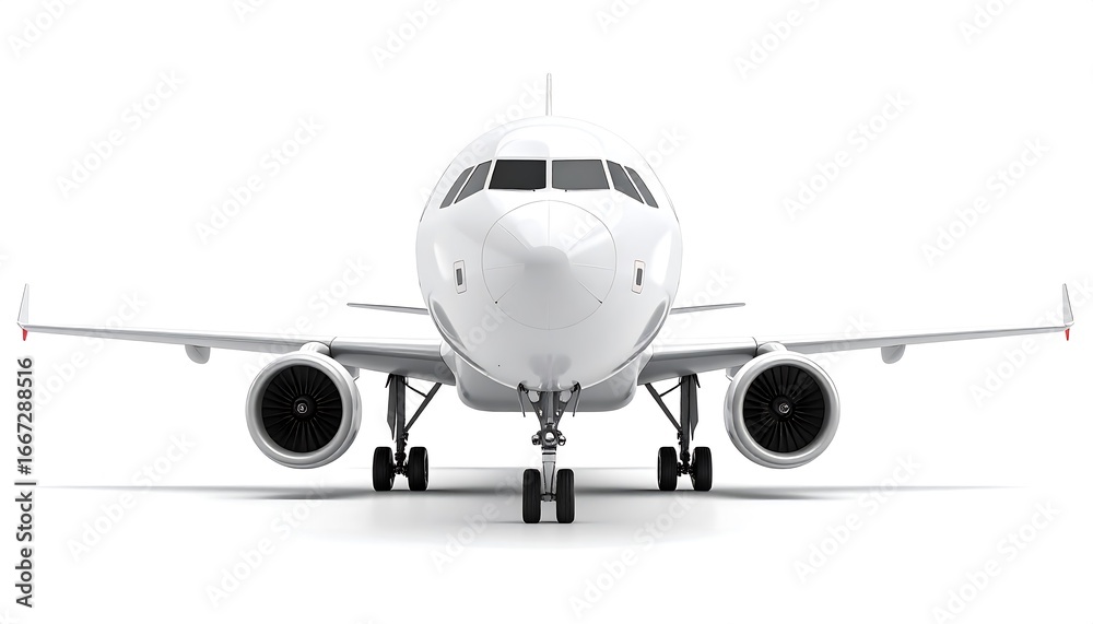 Obraz premium White Airplane Front View. (1)