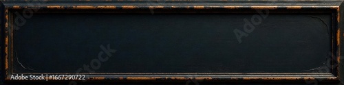 Distressed black frame, subtle gold highlights , texture, refined, art