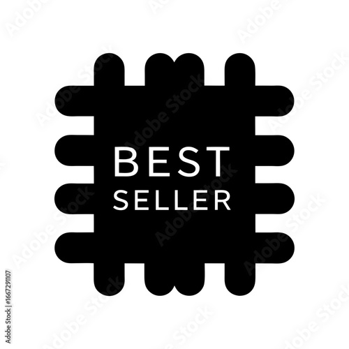 Promotional Bestseller Seal in Black and White with a Simple Border