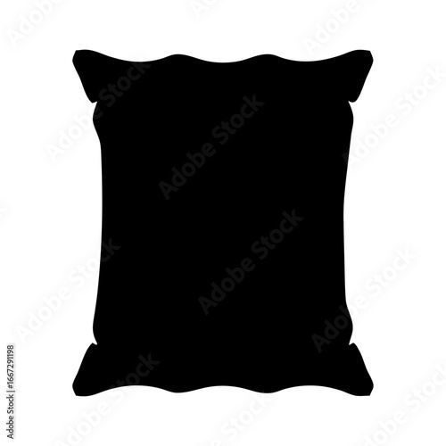Black pillow silhouette with ruffled edges evokes sleep and comfort