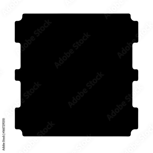 Abstract black shape with geometric protrusions, a minimalist design element