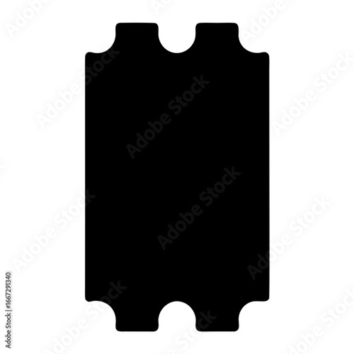 A vintage ticket stub silhouette in black and white vector illustration