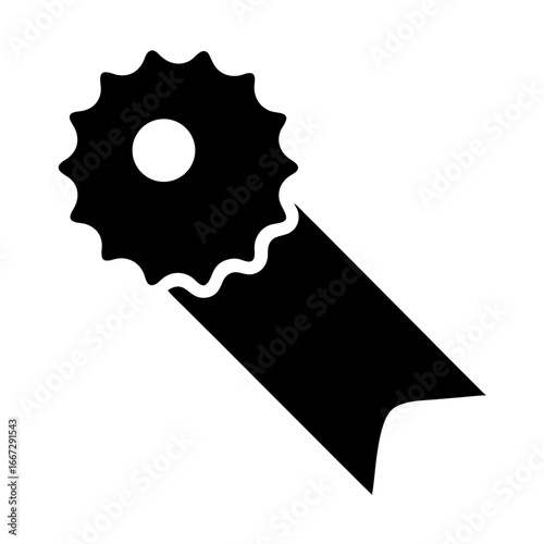 A simplistic black and white prize ribbon image for design elements