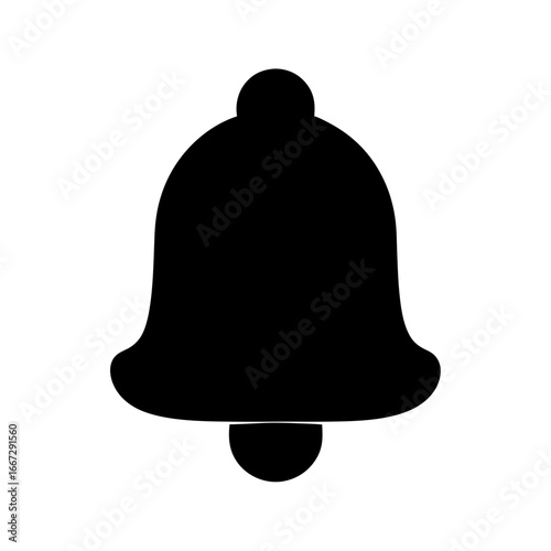 Simple black notification bell icon for alerts and reminders usage