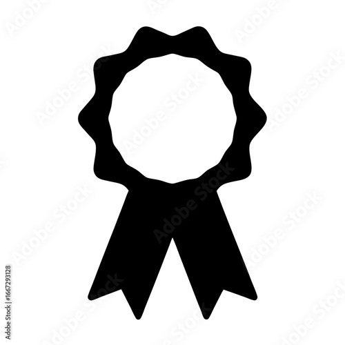Black and white rosette ribbon with a blank center area for text