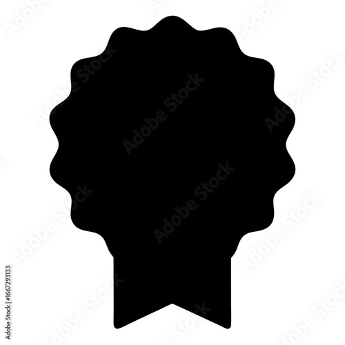 Black rosette with ribbon banner a symbol of achievement and quality